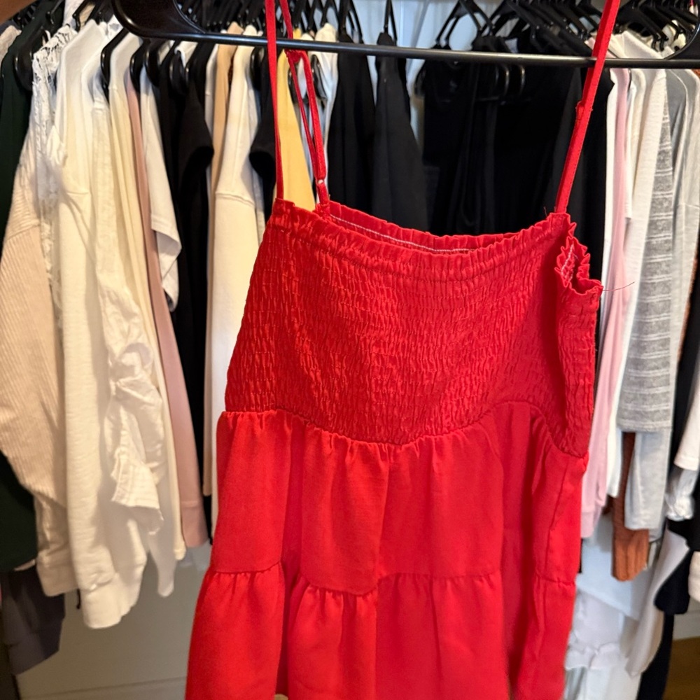 Paper Crane Vibrant Red Smocked top
